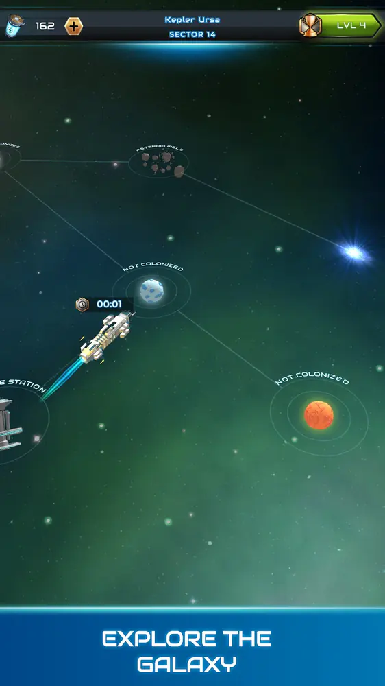 Galactic Colonies: galaxistérkép kolonizálatlan bolygókkal és úton lévő kolóniahajóval