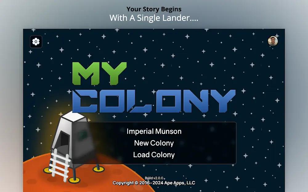 My Colony: címképernyő a leszállóegységgel a vörös bolygón