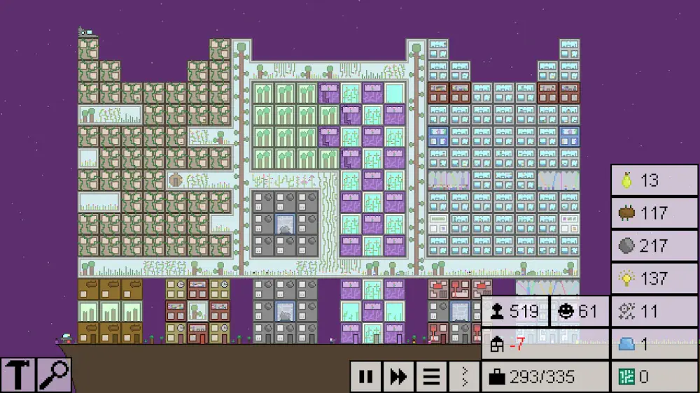 The Final Earth: emeletes pixelváros lakó- és termelőépületekkel